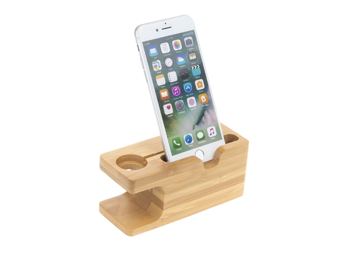 Soporte De Madera Para Smartphone Y Apple Watch.