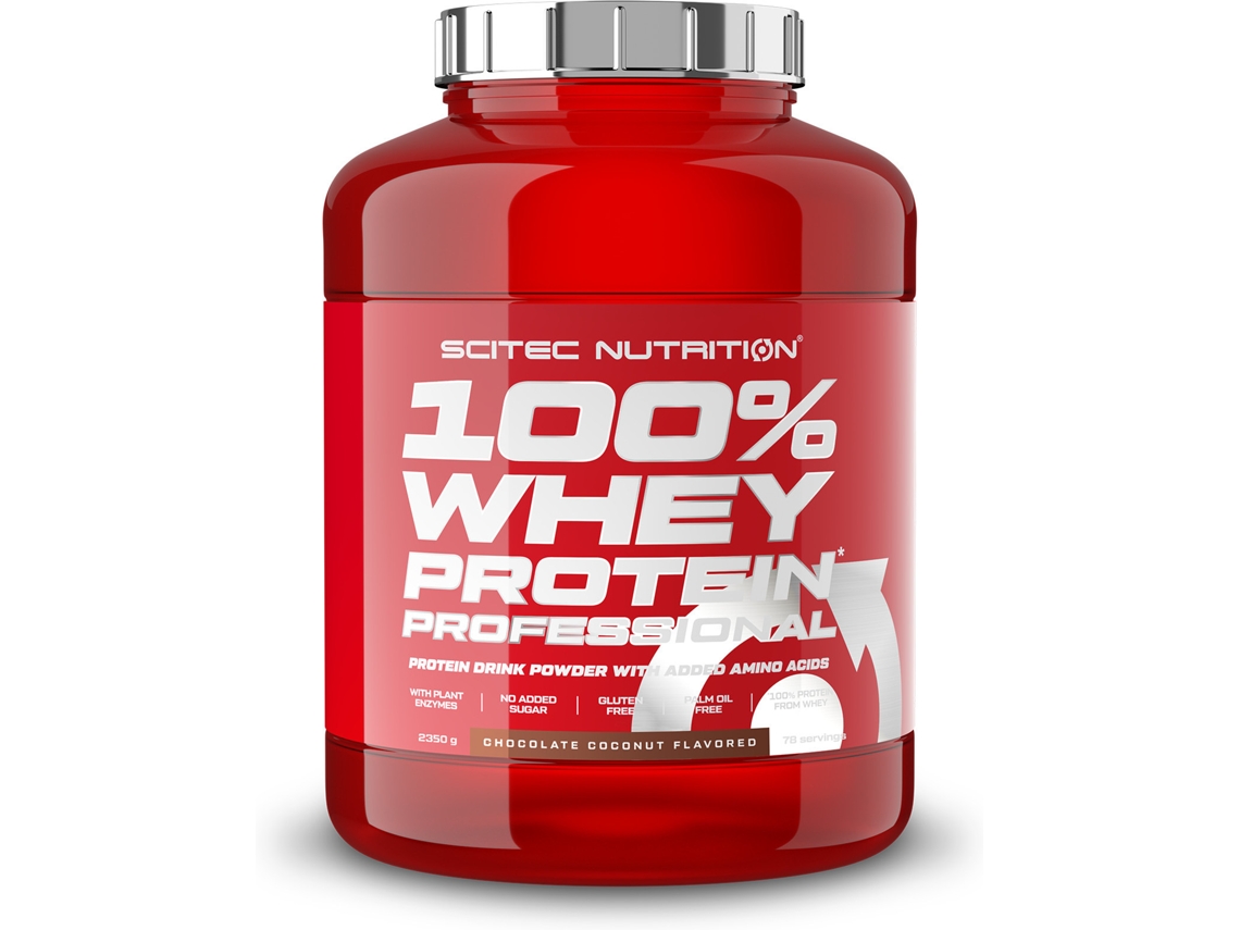 Proteína SCITEC NUTRITION 100% Professional Fórmula Mejorada Ni Azúcares (2.35 Kg - Chocolate-Coco)