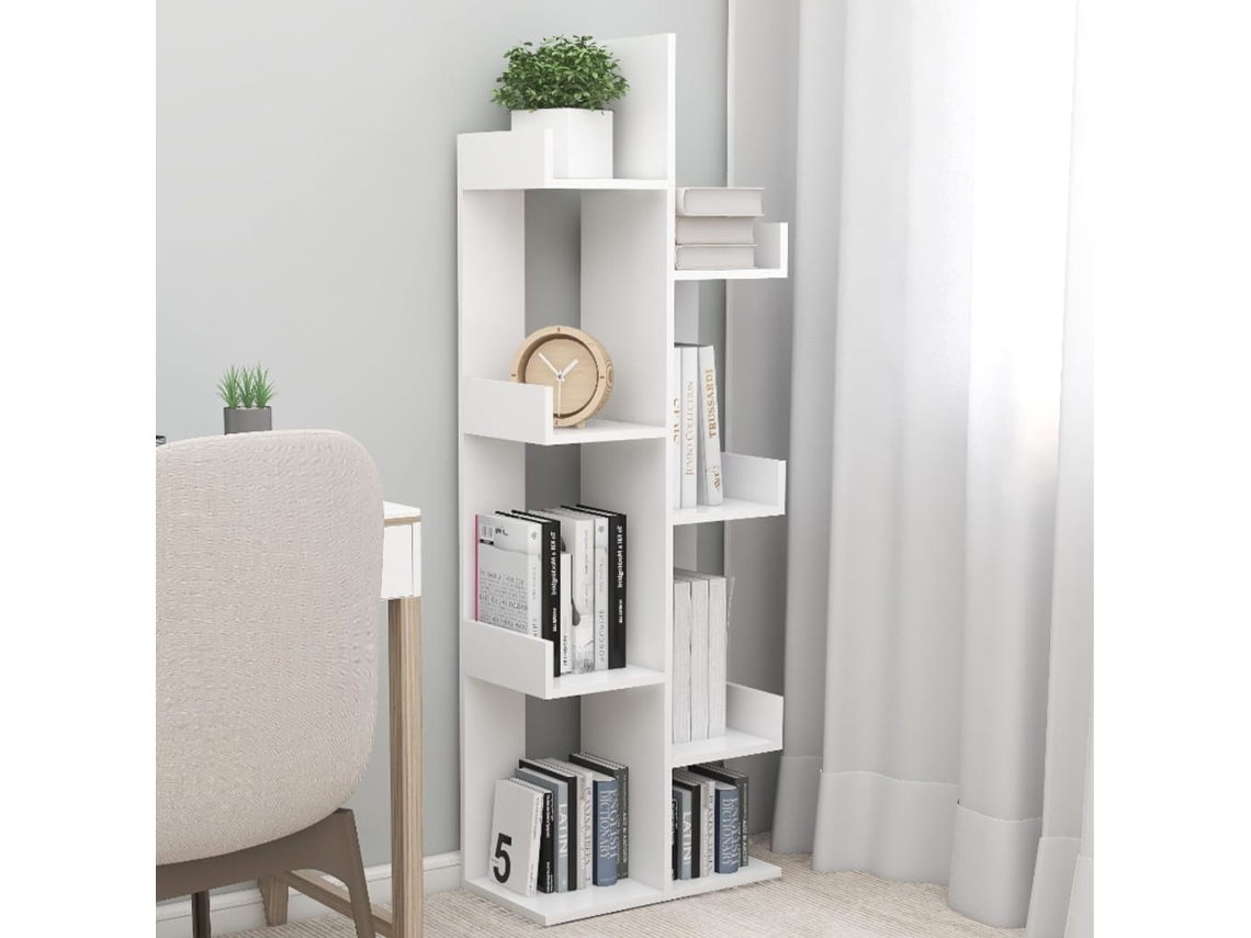Estantería Librería Armario De Libros De Madera De Ingeniería Blanco 48x25,5x140 Cm Wsd734802