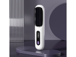 Cepillo Modelador Inalámbrico Blanco Cerámica Mch Anti-quemadura Para Cabello Liso Y Brillante