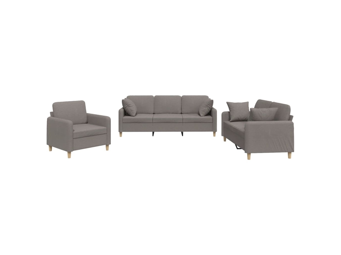 Maison Exclusive - Juego De Sofás Con Cojines 3 Piezas Tela Gris Taupe