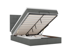 Maison Exclusive - Estructura Cama Otomana Colchón Tela Gris Oscuro 140x190cm