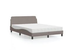 Cama Con Colchón Tela Gris Taupe 120x200 Cm