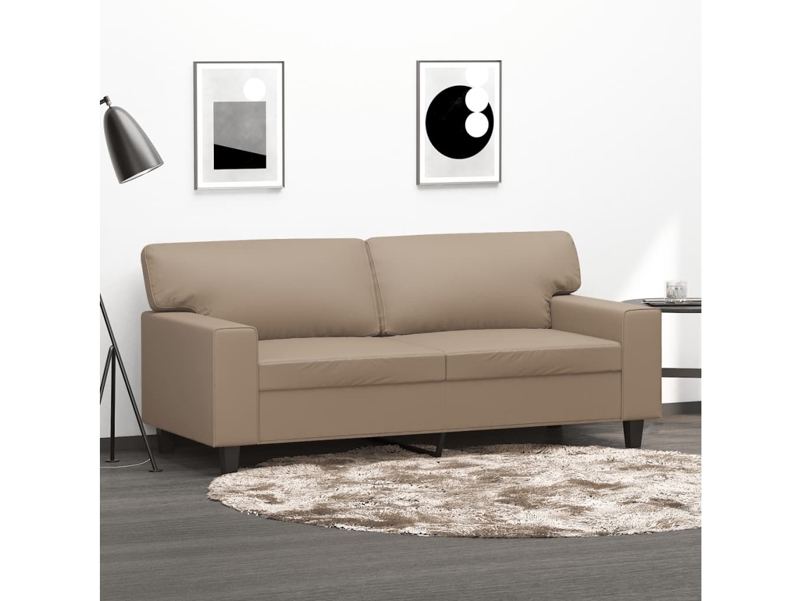 Sofá De 2 Plazas | Sofá De Salón | Sofá De Descanso De Cuero Sintético Color Capuchino 140 Cm Wsd504004