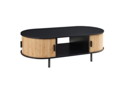 Mesa de centro Tvedestrand con 2 puertas, 120 x 55 x 40 cm, color negro/natural. [EN.CASA]