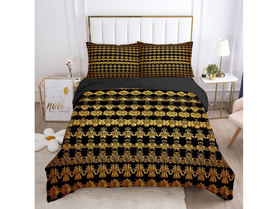 Juego Ropa Cama Piezas Estampado Funda Nórdica Almohada Diseño Microfibra Juego 220x240 Cm