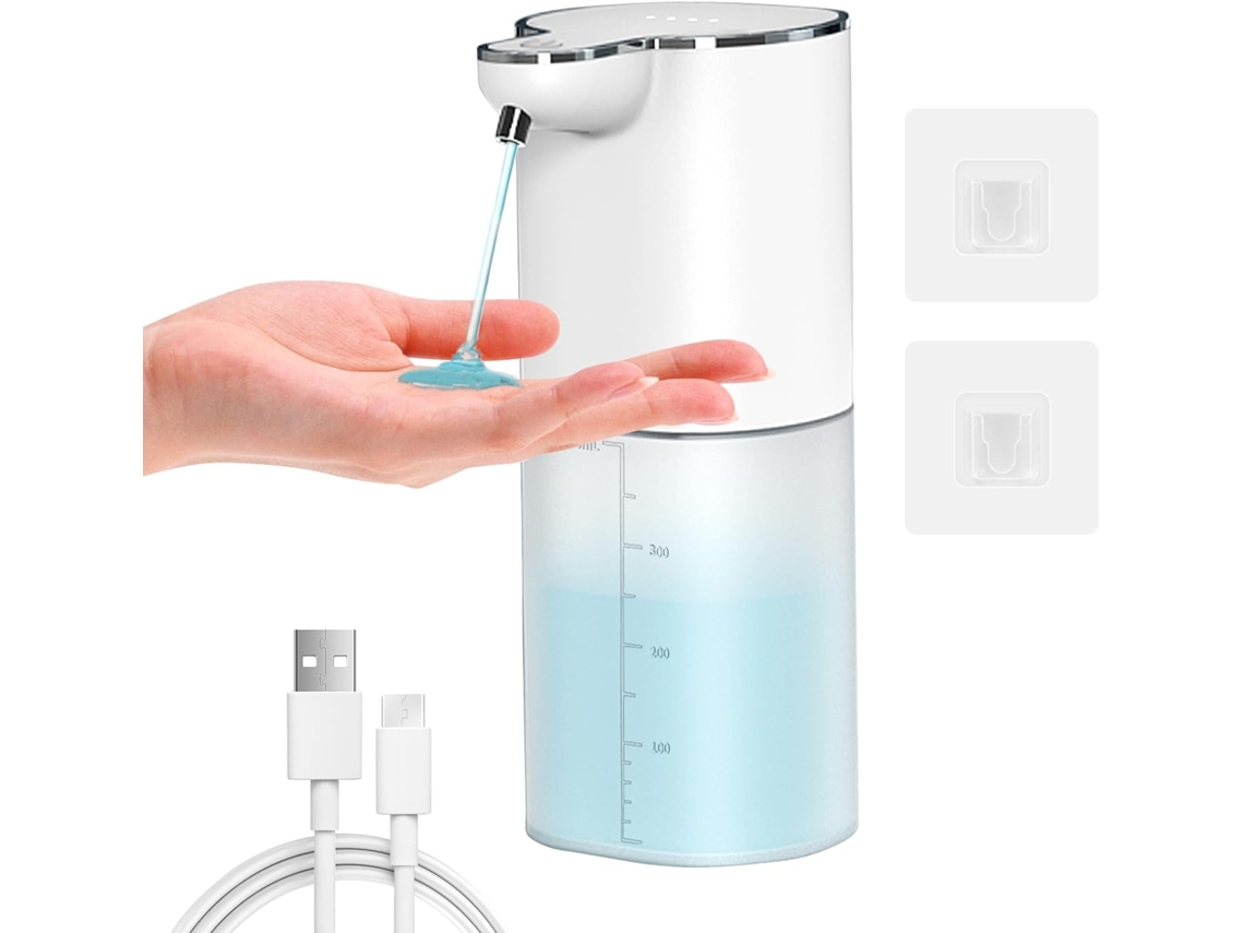 Jaboneteira Preta Eléctrica Sin Contacto Pared 380ml Espuma P Cocina Banheiro