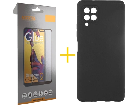 Kit Funda + Protector de Pantalla Samsung A12 5G ACCETEL Cristal Templado 4041 Negro