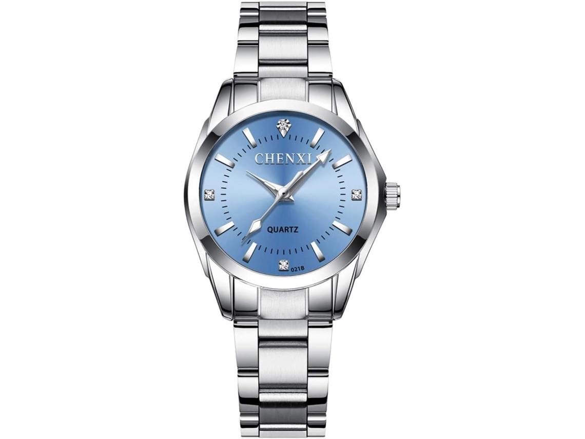 Reloj Femenino De Acero Inoxidable Impermeable Vestido Plateado Moradoyuysan