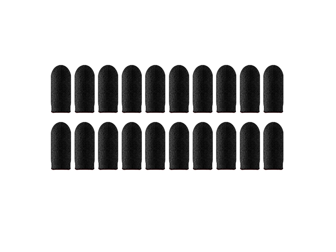 (Paquete de 20, Negro) Protectores de dedos resistentes al sudor y antideslizantes para pantallas táctiles, protectores de dedos transpirables para videojuegos.