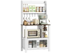 Armario de cocina multifuncional con 4 puertas, estantes ajustables, 60x30x170,5 cm, negro, ZENCORE SERVICES