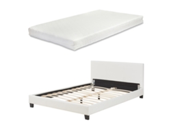 Cama con Colchón de Espuma Albacete Cuero Fría CORIUM Blanco (140x200)