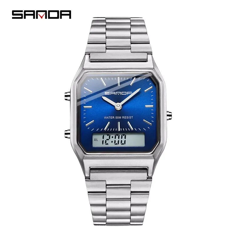 Reloj digital LED para mujer con doble pantalla, resistente al agua, ideal para deportes, con movimiento de cuarzo. MDUG