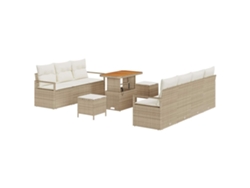 Maison Exclusive - Conjunto de sofás de jardín con cojines, 10 piezas, beige y crema