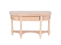 Mesa Semicircular De Madera Con Cajones Para Casa De Muñecas Escala 1:12. Minimuebles Para Armar.