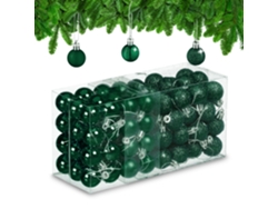 Relaxdays Set 96 Bolas Árbol Navidad, Bolitas Navideñas Brillantes, Con Purpurina Y Mate, De Plástico, Verde Oscuro