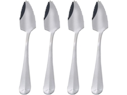 4 Cucharas De Acero Inoxidable Con Borde Dentado Para Frutas Y Postres.