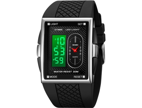 VEANXIN Relojes digitales para hombre Reloj de pulsera deportivo con esfera cuadrada y doble-plata blanca