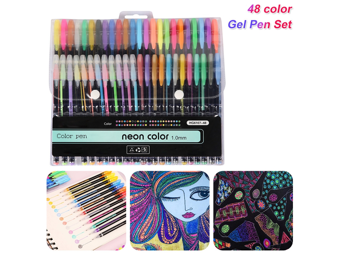 48 bolígrafos de gel de colores con efectos especiales