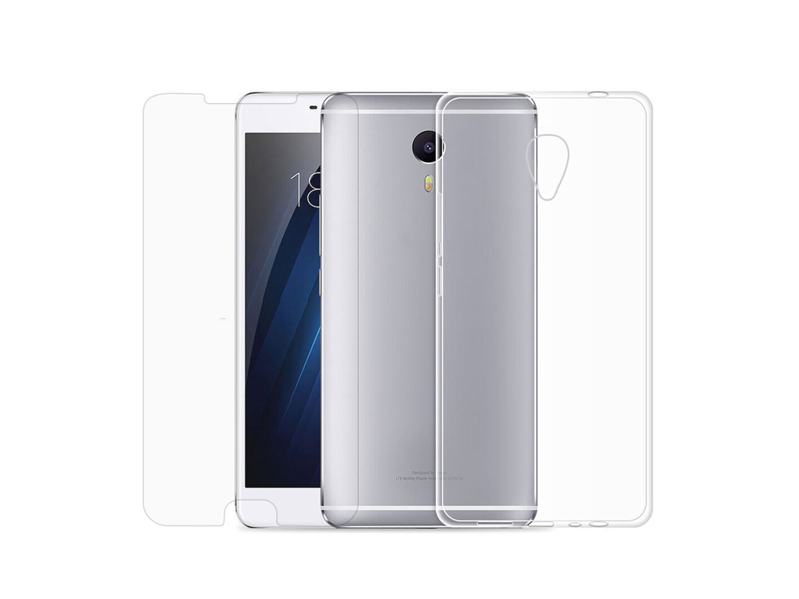 Caja Suave Transparente De La Serie Meizu + Película De Vidrio Templado (mmax) Protege El Teléfono, Hd Y Resistente A Los Arañazos