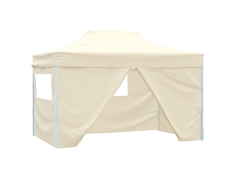 vidaXL Carpa plegable profesional con 4 paredes acero color crema 3x4m