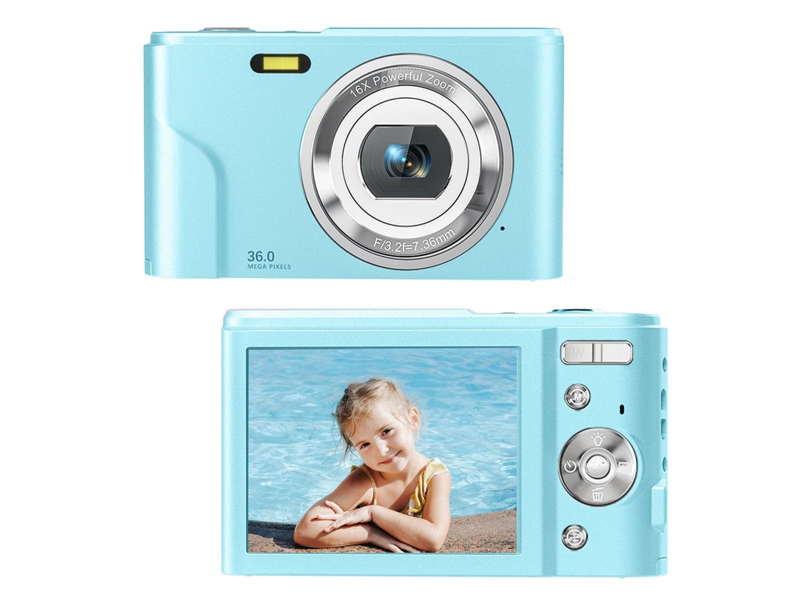 Cámara fotos digital infantil compacta SZSMART DC311AF Nivel de entrada Regalo de cámara para estudiantes niños 48MP HD resolución Pantalla de 2,4 pulgadas - Azul Claro