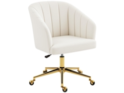 Silla Oficina Terciopelo Espuma Altura Regulable Blanco Crema