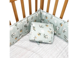 Juego de 4 protectores de cuna PANOONA, color verde (2 x 132 cm + 2 x 68,5 cm)