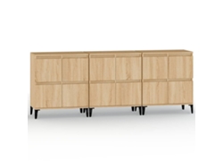 Aparador Conjunto de 3 Piezas Derivados de Madera de Roble Sonoma MAISON EXCLUSIVE (60x35x70 cm)
