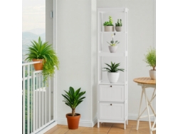 Armario Alto Baño 40x30x160 Cm - 2 Cajones, 3 Estantes, Freestanding - Blanco