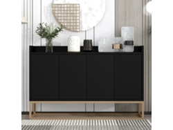 Aparador moderno de 4 puertas, blanco o negro, 120x30x80 cm, ideal para el comedor, el salón o la cocina.