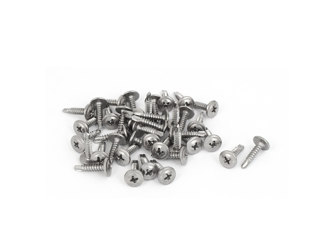 Fusibles autoperforantes M4.2 x 19 mm con cabeza Phillips redonda de metal, 40 unidades, CHABERLU