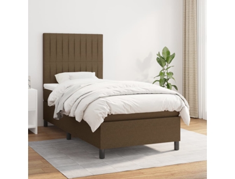 Cama con somier VIDAXL (Marrón - Tela - 193 x 90 x 128 cm)