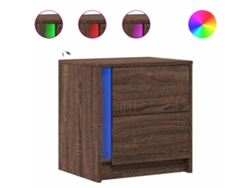 Maison Exclusive - Mesitas De Noche Luces Led 2 Uds Madera Ingeniería Roble Marrón