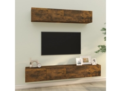 Pack Muebles de Armario Tv 4 Pzs Madera Procesada Roble Ahumado
