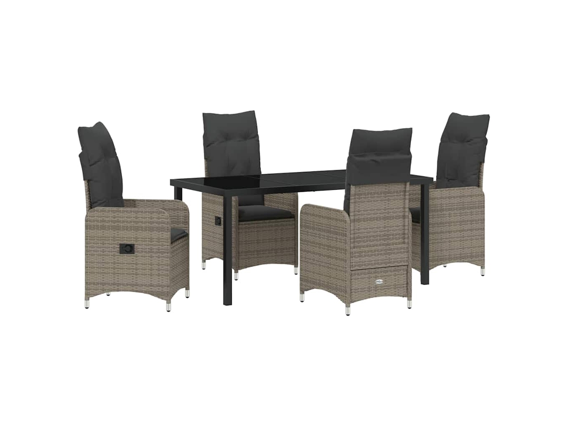 Maison Exclusive - Conjunto De Comedor De Jardín 5 Pcs Gris Ratán Sintético
