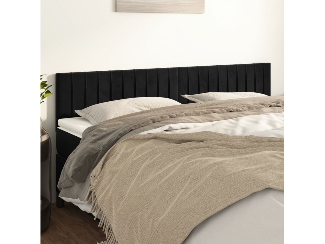 Cabeceros 2 Unidades De Terciopelo Negro 100x5x78/88 Cm