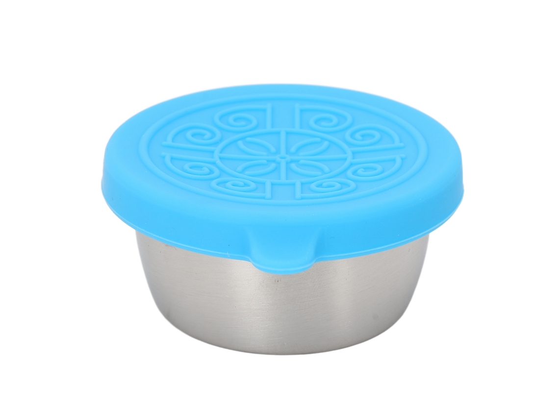 Recipiente De Condimentos De Acero Inoxidable 50ml Con Tapa Anti-fugas Portátil Para Salsas Pequeñas Salón De Belleza Tapa Azul Acero 304