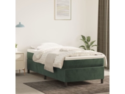 Cama Box Spring Con Colchón Terciopelo Verde Oscuro 100x200 Cm