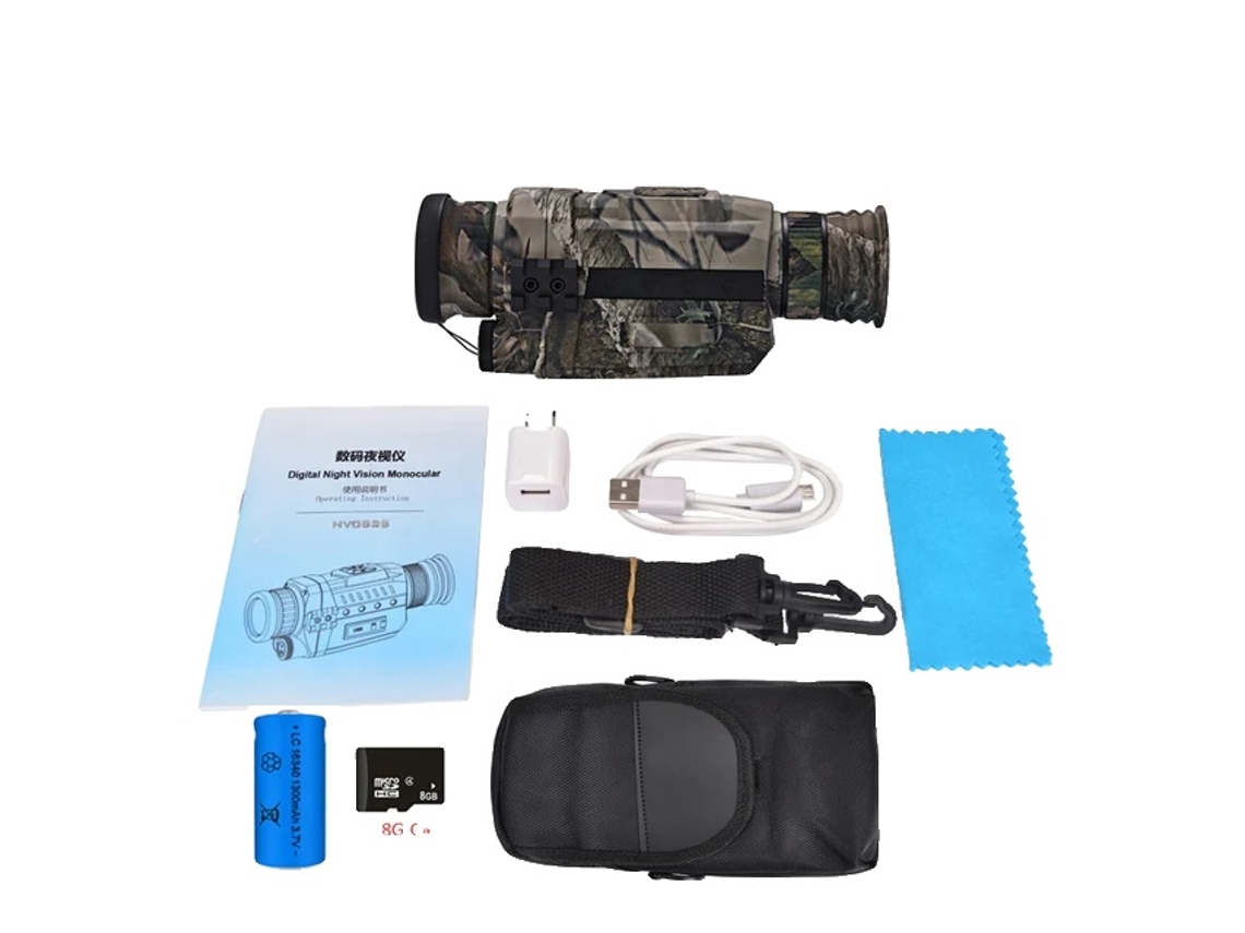 Monocular de visión nocturna, alcance total en oscuridad de 200 m, aumento óptico de 5x, camuflaje OEM WG535