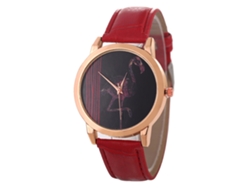 Reloj De Pulsera Analógico Redondo De Cuarzo, Estilo Casual De Negocios, Para Parejas, Rojo.