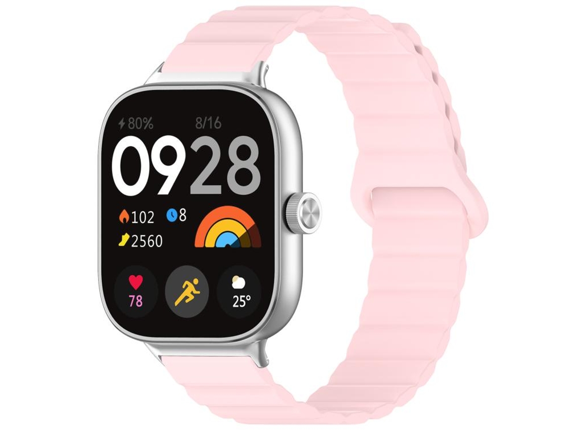 Bracelete Para Xiaomi Band 9 Pro / 8 Pro - Silicone Magnético Brilhante Rosa