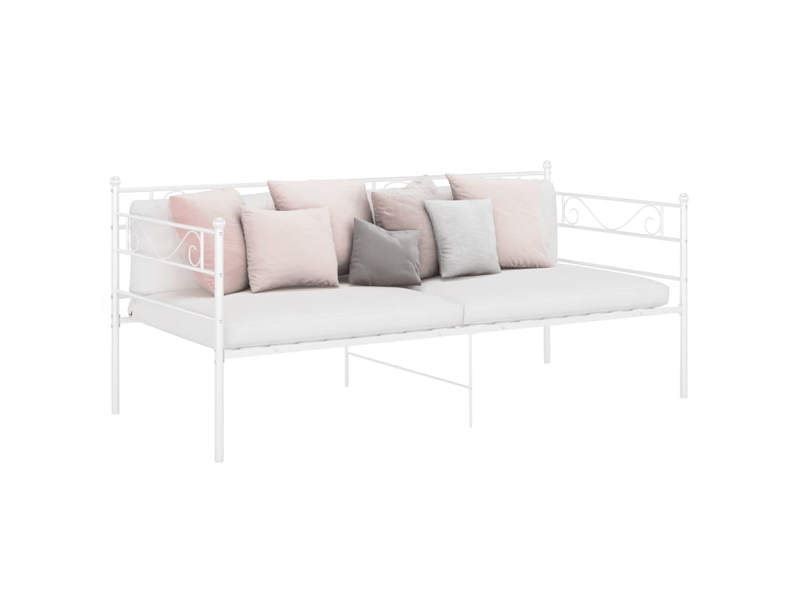 Estructura De Sofá Cama Sin Colchón Metal Blanco 90x200 Cm