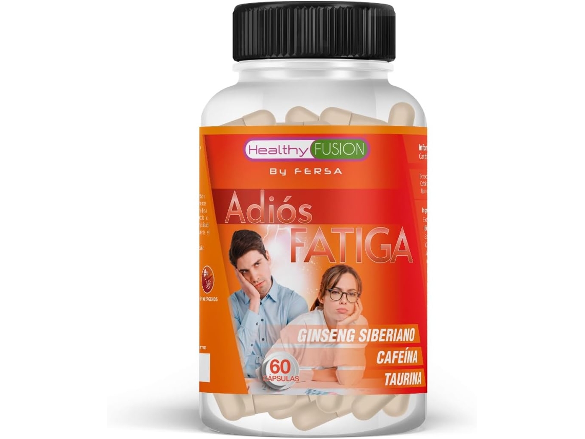 HEALTHY FUSION Adeus Fadiga Fórmula Energizante e Antifadiga Eficaz Eleutherococcus Taurina Cafeína 60 Cápsulas
