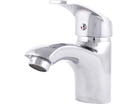 Grifo Lavabo Aleación Zinc, Cromado, Agua Caliente-Fría, Latiguillos, Caño Bajo, Monomando [QLI-FA-9701] GREENICE