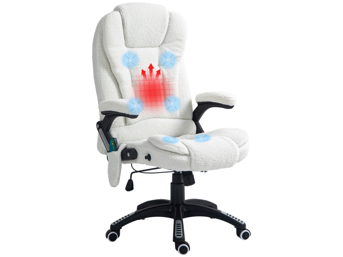 Silla De Oficina Blanca Con Función De Masaje Y Calefacción.