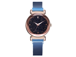Reloj De Pulsera De Cuarzo De Moda, Estilo Sencillo, Estilo Casual, Con Cierre Magnético, Azul.