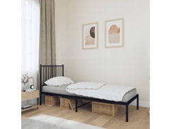 Estructura Cama Sin Colchón Con Cabecero Metal Negro 75x190 Cm
