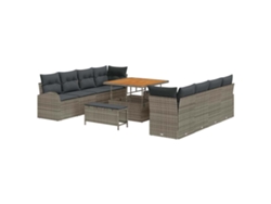 Maison Exclusive - Conjunto de sofás de jardín con cojines, 11 piezas, gris