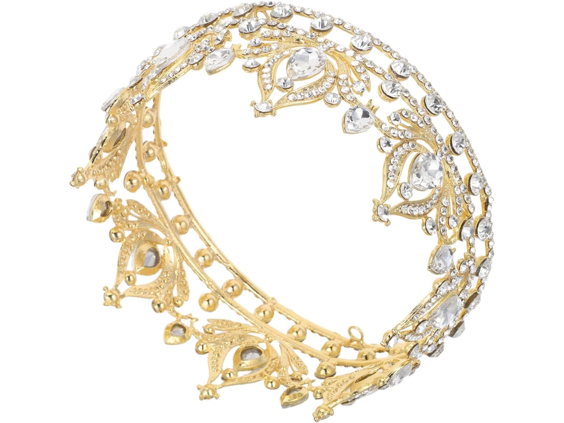 Tiara De Aleación De Oro Para Bodas Con Cristales Brillantes Para Mujer.